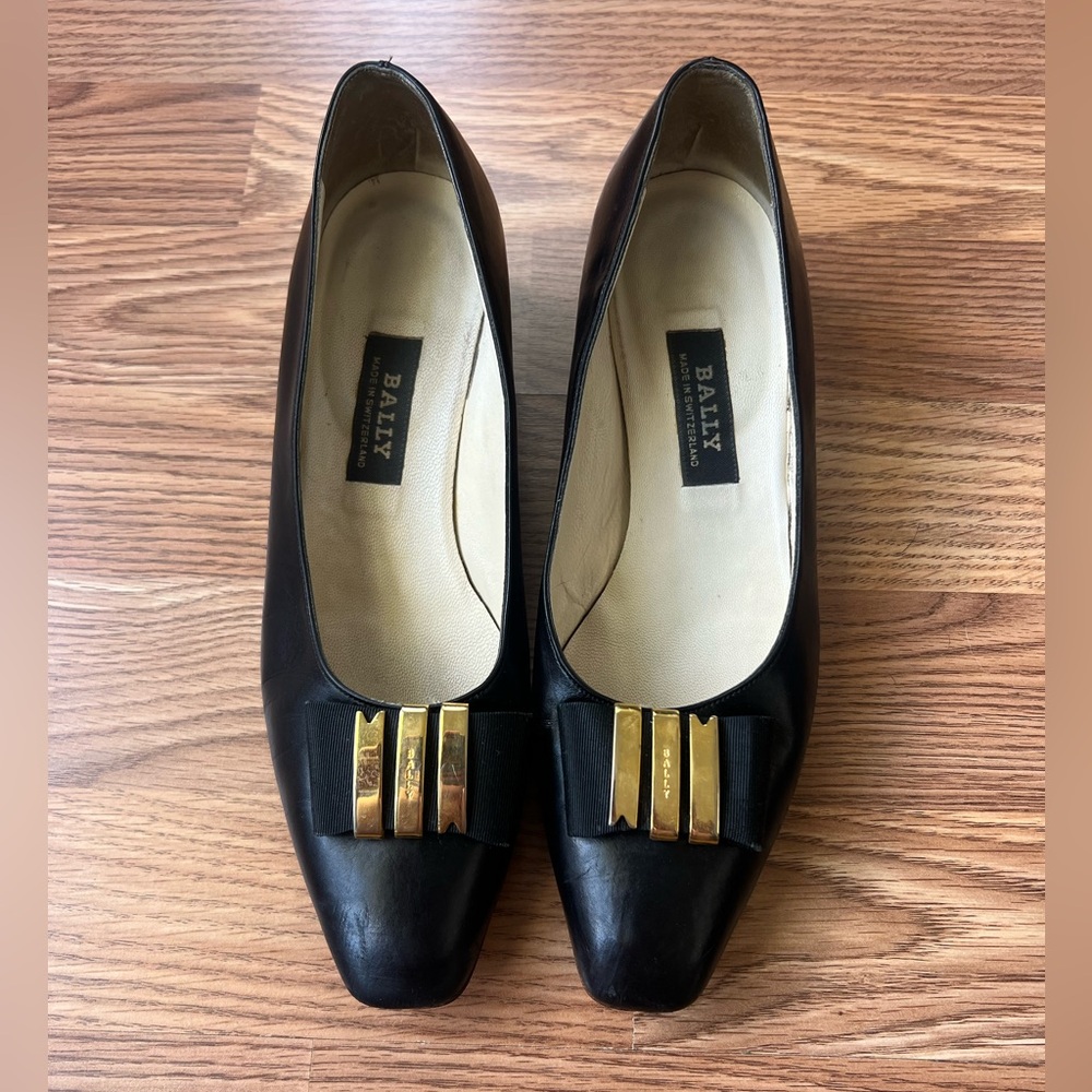 Bally Switzerland Molia Black Classic Pumps Leather Heels women’s 7